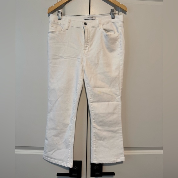 J Brand Selena Mide Rise Crop Bootcut Jeans in White Blanc sz 32 - Picture 3 of 8